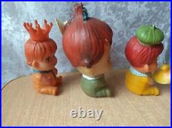 RARE VINTAGE antique Japan doll rubber IWAI toy SET 3