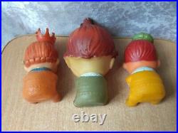 RARE VINTAGE antique Japan doll rubber IWAI toy SET 3