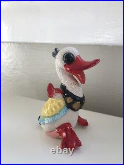 RARE Vintage Antique Duck Figurine Made In Japan Unique Red Bill Textured