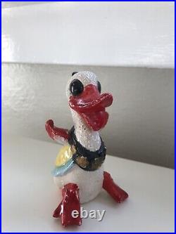 RARE Vintage Antique Duck Figurine Made In Japan Unique Red Bill Textured