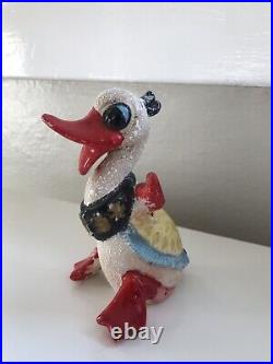 RARE Vintage Antique Duck Figurine Made In Japan Unique Red Bill Textured