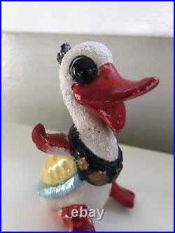 RARE Vintage Antique Duck Figurine Made In Japan Unique Red Bill Textured