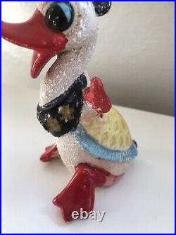 RARE Vintage Antique Duck Figurine Made In Japan Unique Red Bill Textured