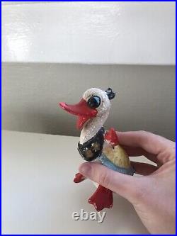 RARE Vintage Antique Duck Figurine Made In Japan Unique Red Bill Textured