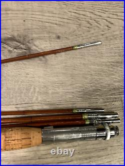RARE Vintage SAKURA Bamboo Fly Fishing Rods In Original Case Lures Antique Japan