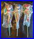 Rare 3 Vintage Antique Mirror Stick Dolls Made In Japan MID Century Anime