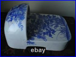 Rare Japanese Meiji Seto Blue and White Porcelain Single Toilet Slipper