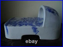 Rare Japanese Meiji Seto Blue and White Porcelain Single Toilet Slipper