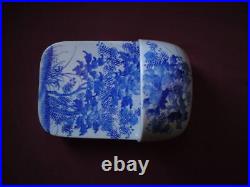 Rare Japanese Meiji Seto Blue and White Porcelain Single Toilet Slipper