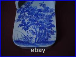 Rare Japanese Meiji Seto Blue and White Porcelain Single Toilet Slipper