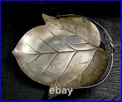 Rare Vintage Asahi Shoten Japanese Sterling Silver. 998 Art Deco Leaf Bowl Dish