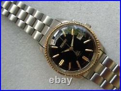 Rare Vintage Ss Oyster Model Ricoh Black Dial Day/date Men's Automatic Watch