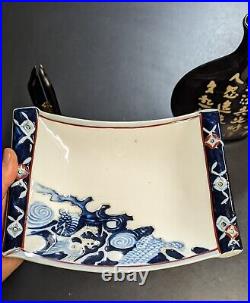 Rare antique lot Japan Samurai Asian vintage Wood Carved Vase Imari Plate Kutani