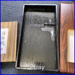 Rectangle Ink Stone Wooden Box Vintage Suzuri Sumi Calligraphy Shodo Shuji Tool