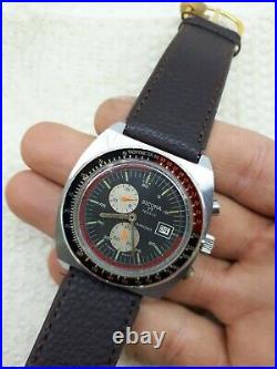 Running Sicura Chrono By Breitling Black Dial Mens Watch Date Vintage Rare