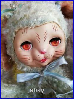 Rushton Sleep Eye Bunny Vintage Peppermint green 37cm Japan Good Used