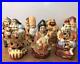 SEVEN LUCKY GODS KUTANI Ware Pottery Statue Set Japanese Vintage Figurine Figure