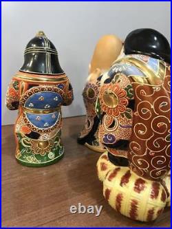 SEVEN LUCKY GODS KUTANI Ware Pottery Statue Set Japanese Vintage Figurine Figure