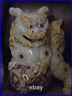 SHISHI LION KUTANI Pottery Statue 10.2 inch Japan Antique Old Figurine Figure