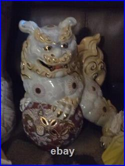 SHISHI LION KUTANI Pottery Statue 10.2 inch Japan Antique Old Figurine Figure