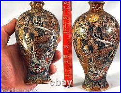 Satsuma Vase 1000 Faces Immortal or Samurai & Dragon Fine Meiji Period Choshuzan