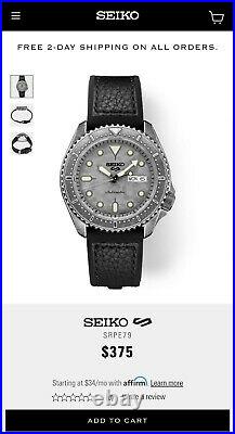 Seiko 5 Sports Men's 24-Jewel Automatic Watch with Leather Strap & Blk n Gray NATO