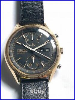 Seiko Double Chrono Black Panda 6138-8020 analog 70's vintage watch