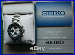 Seiko SNA413 (7T62-0EB0) Blue White Panda Chronograph Pilot's FlightMaster Watch