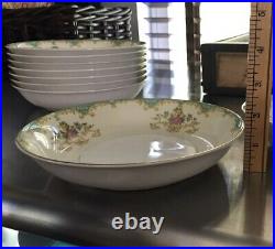 Set 8 Vintage Noritake TIFFANY Salad Bowls Gold Ivory Aqua Pink 1930s RARE