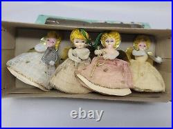 Set Of 4 Vintage 1959 Max Eckardt & Sons Angel Christmas Ornaments Made In Japan