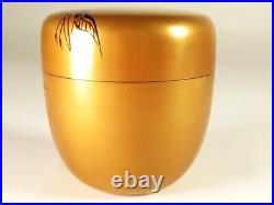 Showa era Japan antique vintage gold Natsume by Shunho tea caddy chado