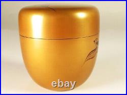 Showa era Japan antique vintage gold Natsume by Shunho tea caddy chado