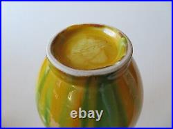 Signed Vintage Japanese Sancai Type Pear Shaped Vase