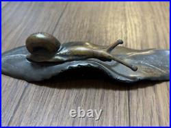 Snail Bronze Statue Paperweight Japanese Metalwork Figurine