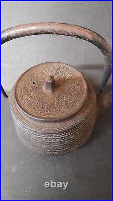 Stamped Japanese Iron Teapot Antique Vintage metal pattern