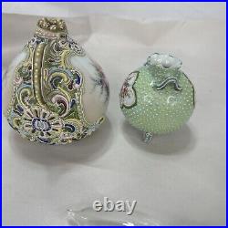 Stunning Vintage Japanese Hand Painted Moraige Beaded Vases Vintage Antique