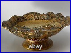 Substantial SATSUMA Moriage Large Footed plate Beaded enamel dots Raised Gilt