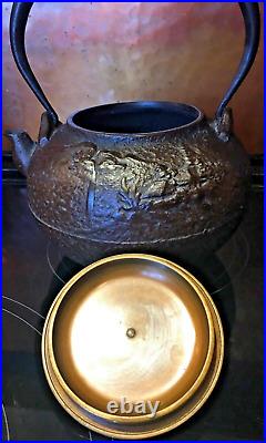 TETSUBIN Iron Kettle Signed Japan tea pot Teapot antique vintage