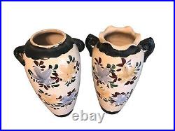 TWO 15 Old Vintage Antique Japanese Sastuma Double Handled Urn Vases Japan