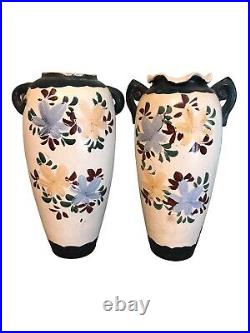 TWO 15 Vintage Antique Japanese Satsuma Floral Geisha Vases Japan Trademark