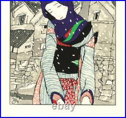 Takehisa Yumeji Vintage Woodblock Print Snowy Night Legend