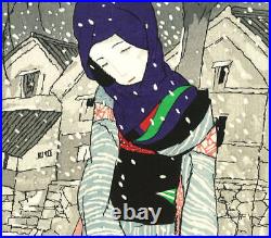 Takehisa Yumeji Vintage Woodblock Print Snowy Night Legend