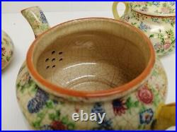 Ultra Rare antique Vintage 5 Ceramic pcs Teapot Hand Painted Japan