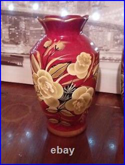 VINTAGE ANTIQUE. 2 Oriental Seems Hand Painted Flowers VasesVGC PerfectNO DAMAGE