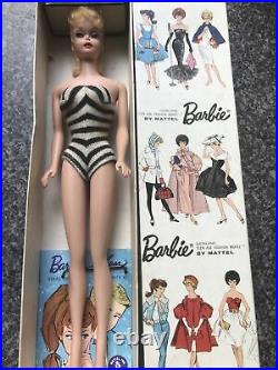 VINTAGE BARBIE Doll BLONDE PONYTAIL #5 ORIG BOX & STAND! BEAUTIFUL