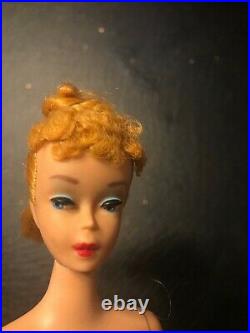 VINTAGE # NUMBER 4 BARBIE BLONDE PONYTAIL 1959 ORIGINAL SWIMSUIT and Outfits