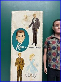 VTG 1960s FLOCKED HAIR KEN Straight Leg Doll With BOX JAPAN