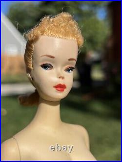 VTG Blonde Ponytail Barbie Doll #3 with TM BoxOriginal Stand & Accessories +Extra