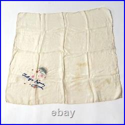 Vintage 1950's Tokyo Japan Embroidered Silk Scarf A5366