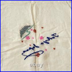 Vintage 1950's Tokyo Japan Embroidered Silk Scarf A5366